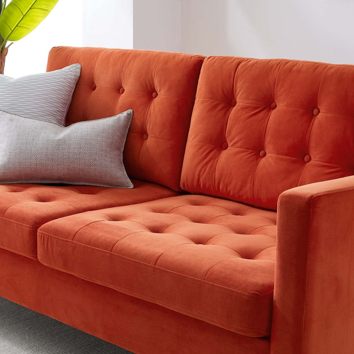 Orange Tufted Performance Velvet Sofa A16009
