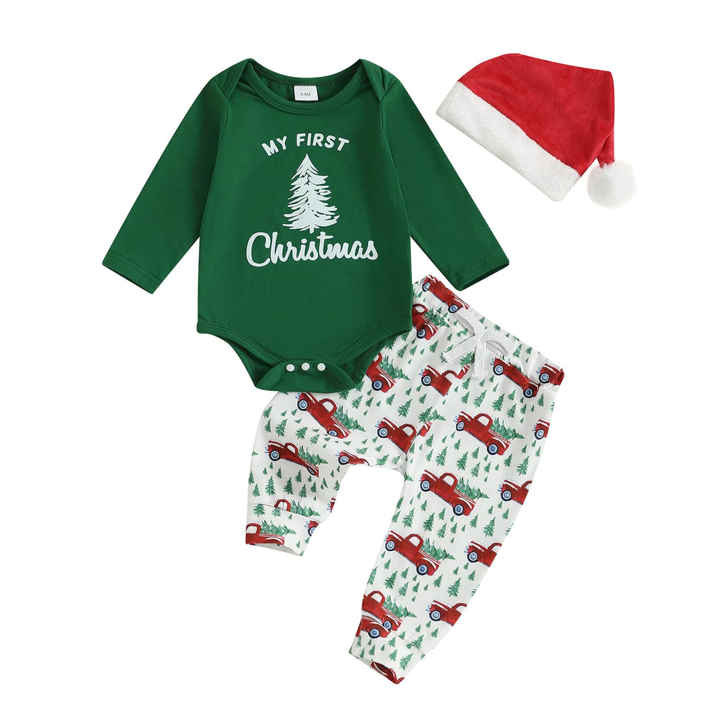 Christmas Baby Boy Outfit Newborn Romper Pant Headband H423
