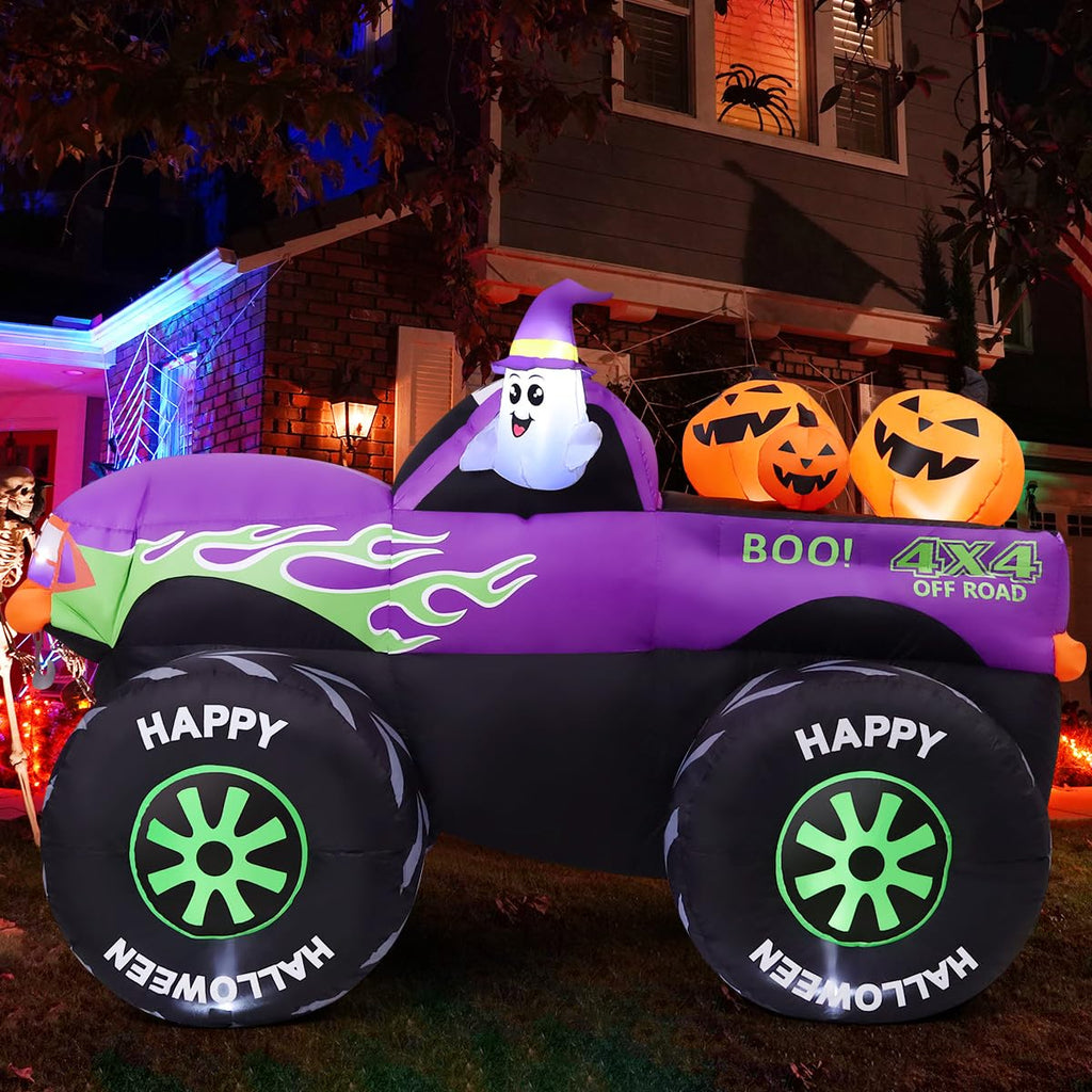 8 FT Halloween Inflatable Monster Truck with Built-in LEDs C4854