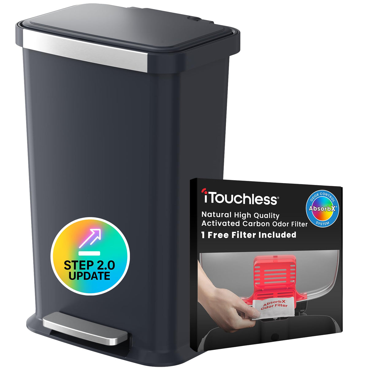 50 Liter Stainless Steel Step Kitchen Trash Can B434