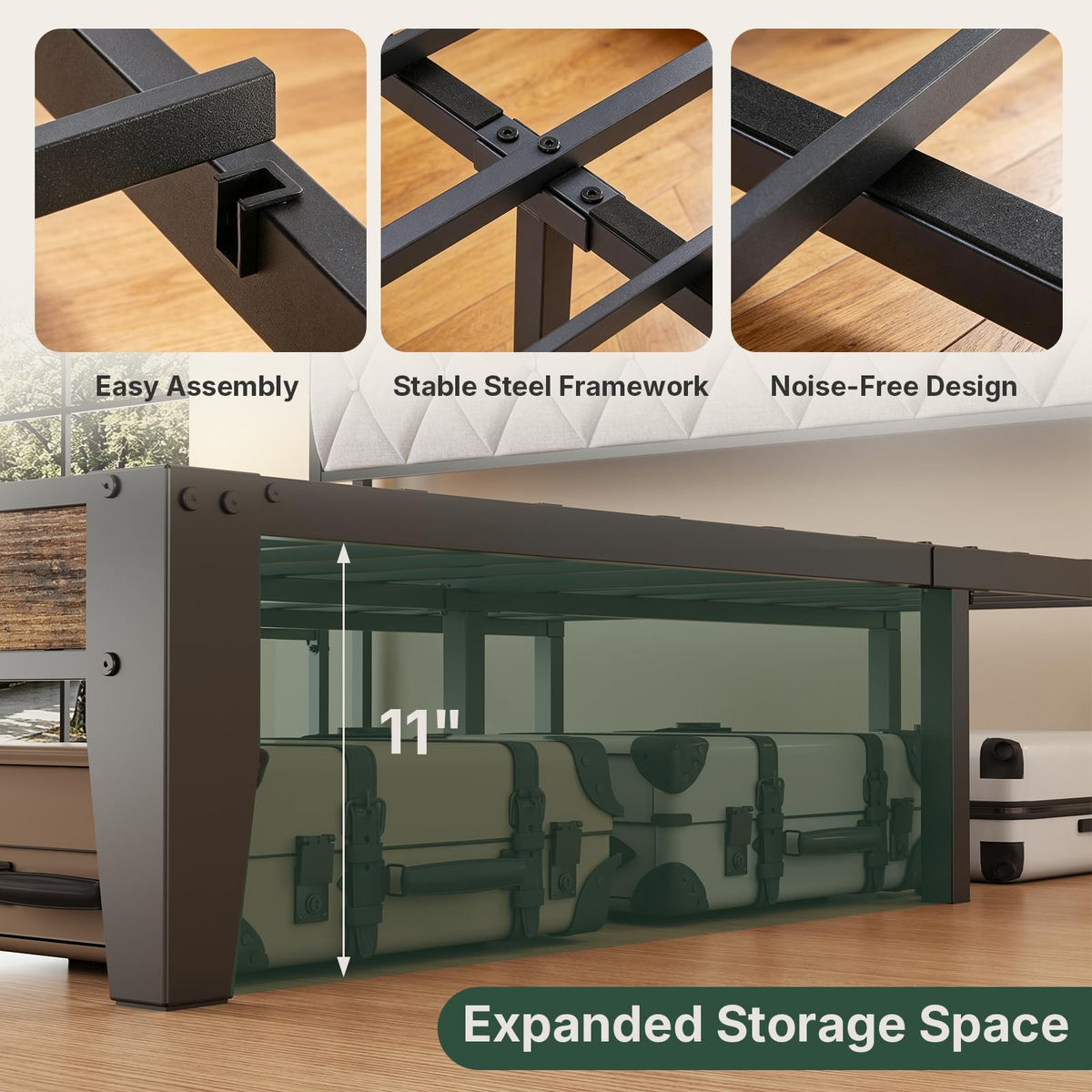 Twin Bed Frame with Headboard and Charging Plug J939627