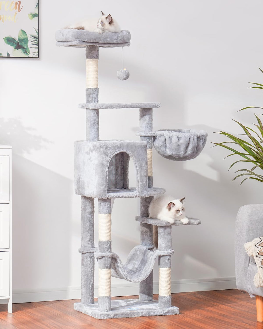 Cat Tree, Multi-Level Sisal Covered Scratching Posts E6314