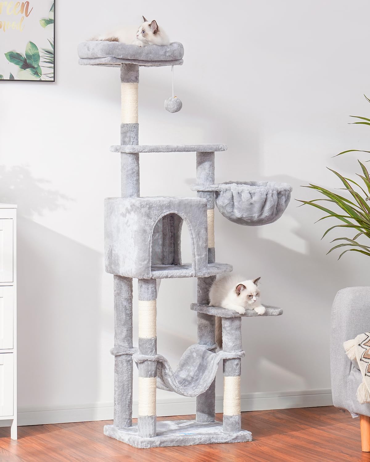 Cat Tree, Multi-Level Sisal Covered Scratching Posts E6314