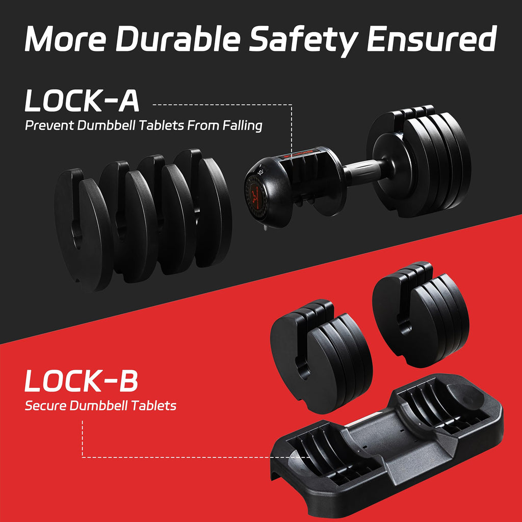 Adjustable Free Weights Dumbbells Set of 2, 52 lbs C7124