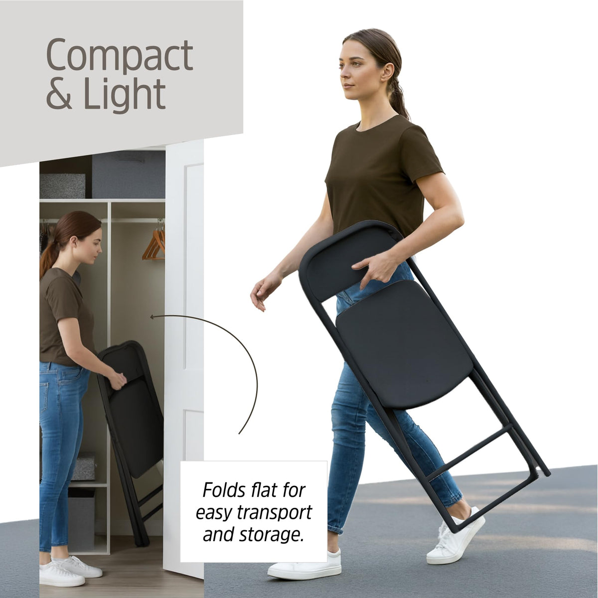 10 Pack Black Plastic Folding Chairs T759