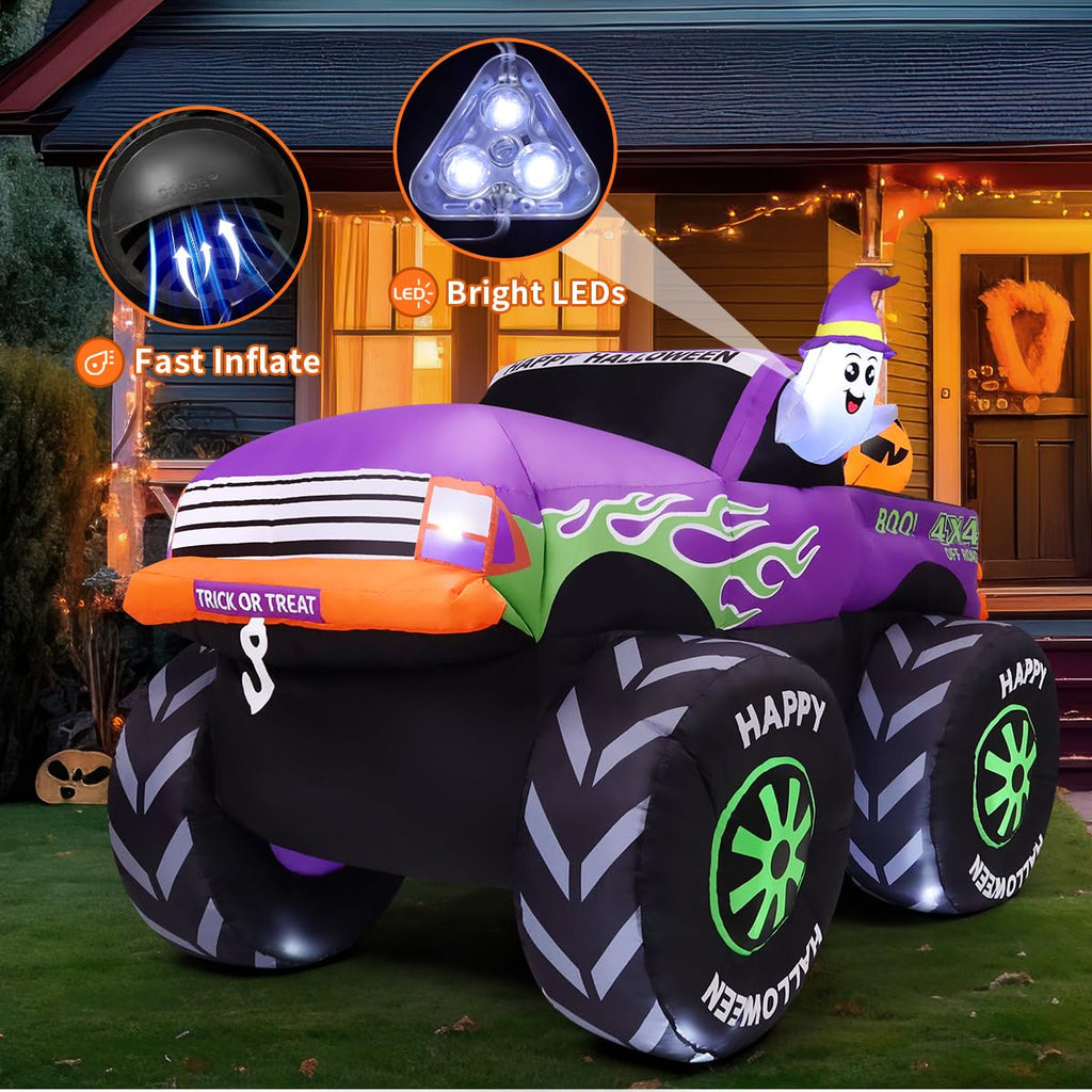 8 FT Halloween Inflatable Monster Truck with Built-in LEDs C4854