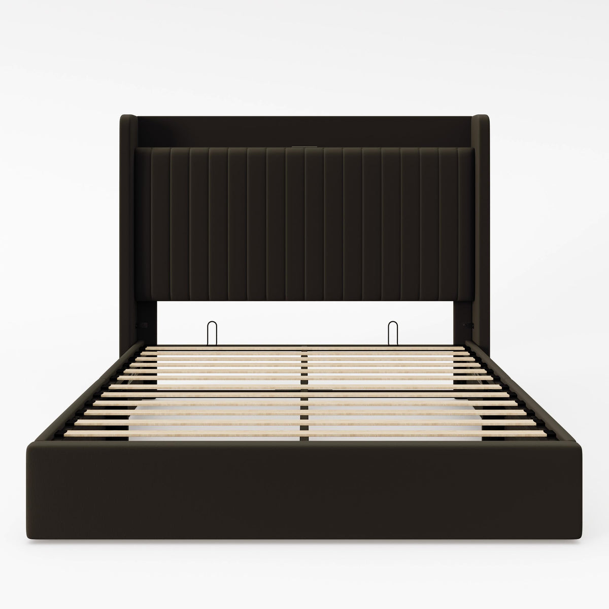 Full Lift Up Storage Hydraulic Bed Frame Black Q955157