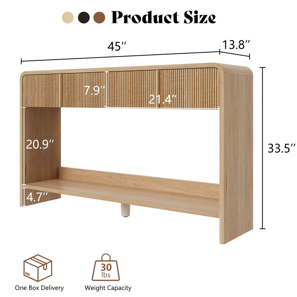 45" Fluted Console Table with 2 Drawers and Open Shelf T417696