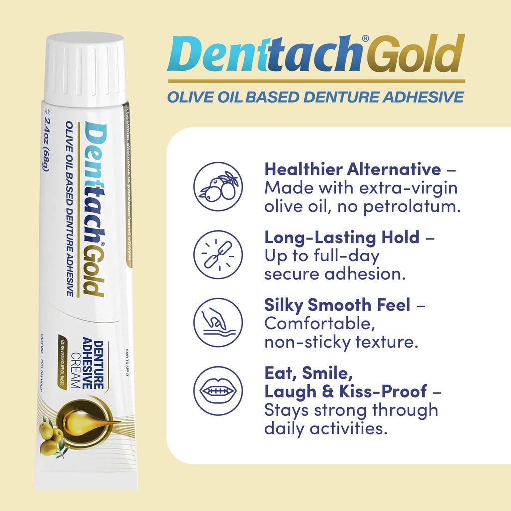 Gold Olive Oil Based Denture Adhesive Cream, Zinc Free, 2.4 Ounce B57137