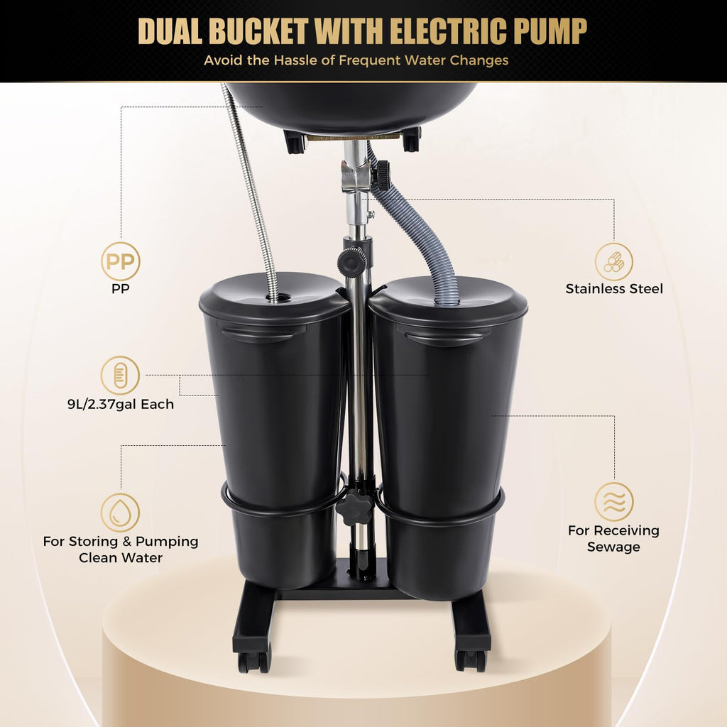 Portable Height and Angle Adjustable Shampoo Basin with Electric Pump W4385