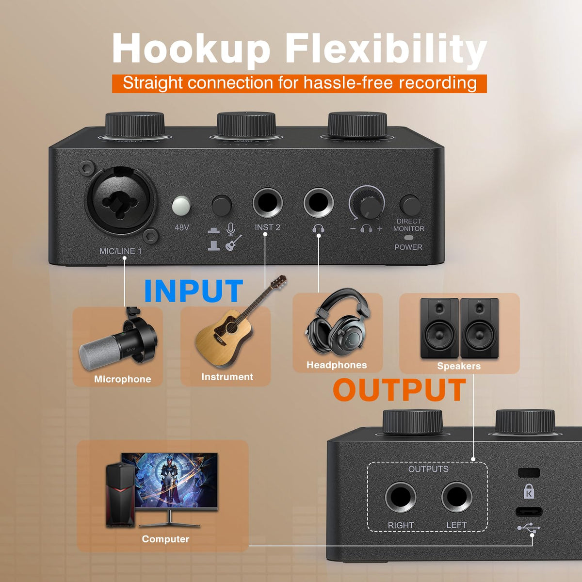 PC Audio Mixer with XLR, Monitor, 48V Phantom Power H207021