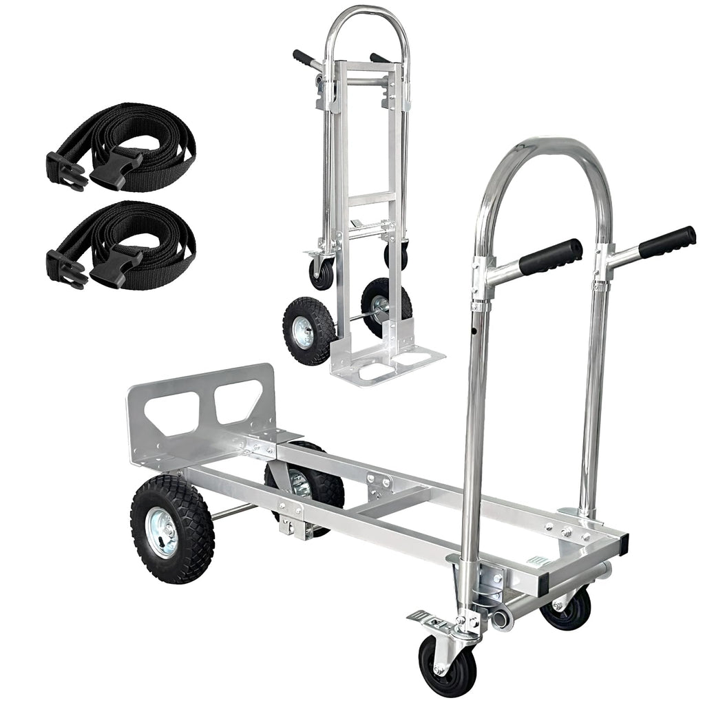 Convertible Hand Truck Dolly Cart with 4 Wheels 1000 Lbs T78234
