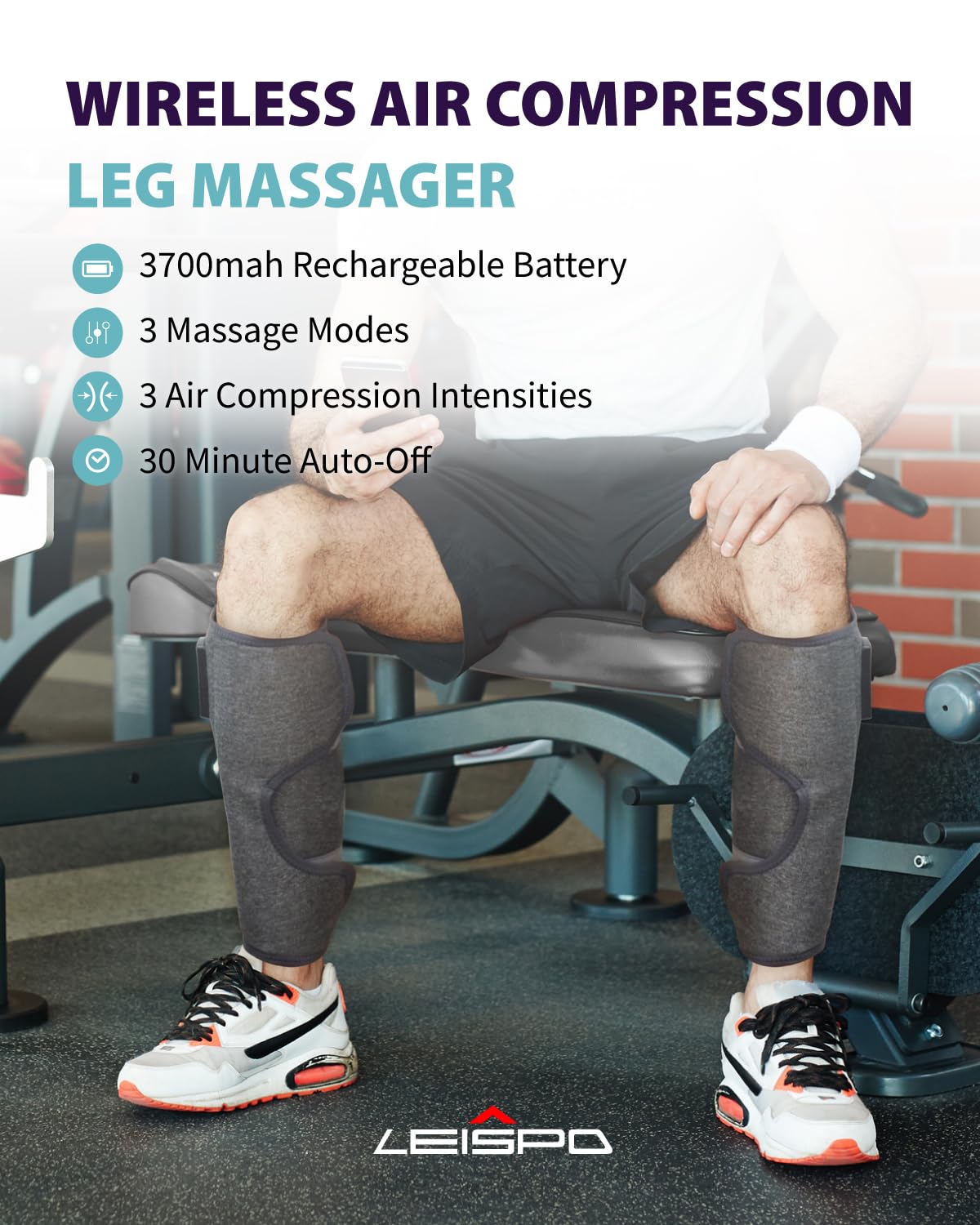 Wireless Air Compression Leg Massager with Heat, 4 Modes, Set of 2 P779