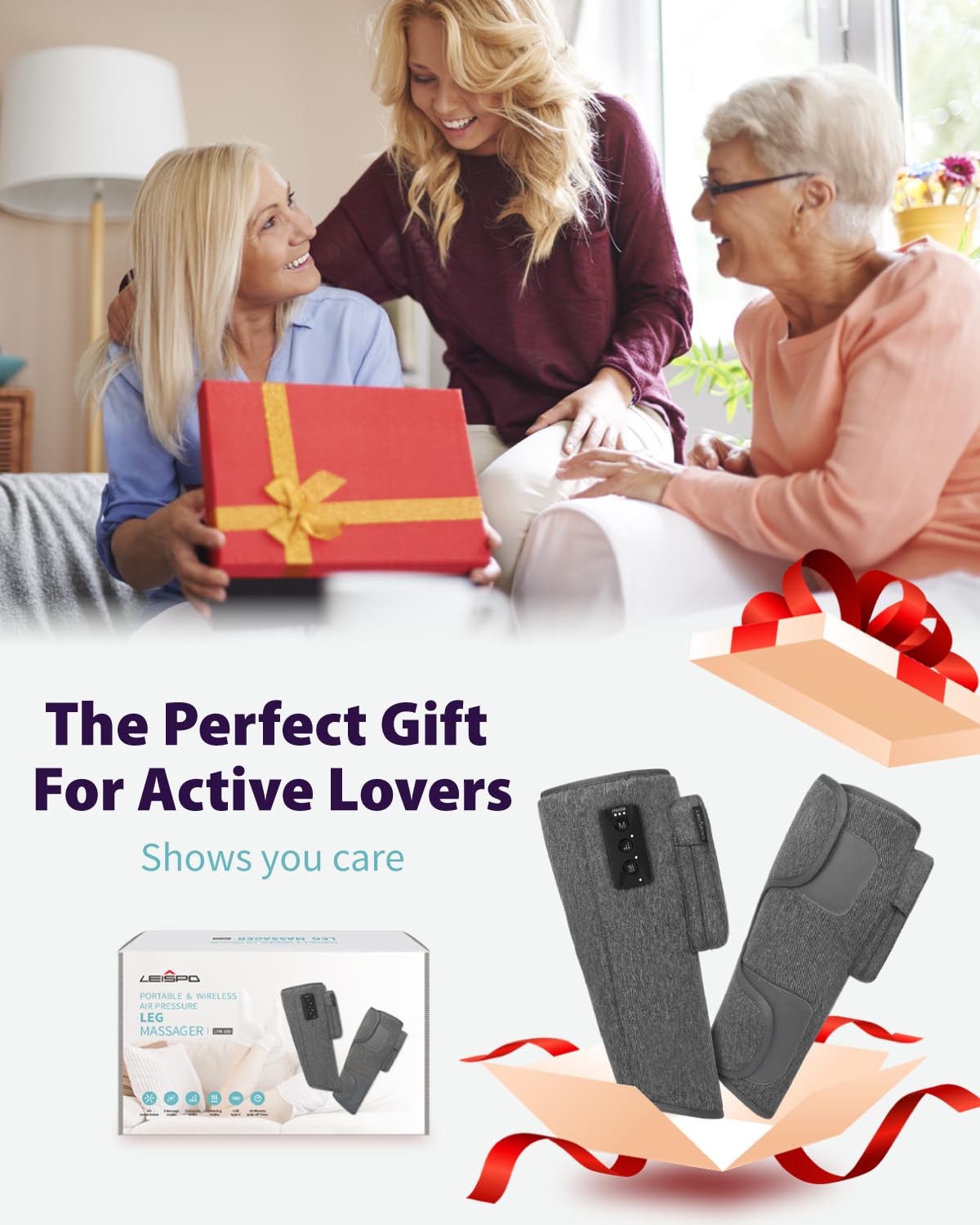 Wireless Air Compression Leg Massager with Heat, 4 Modes, Set of 2 P779