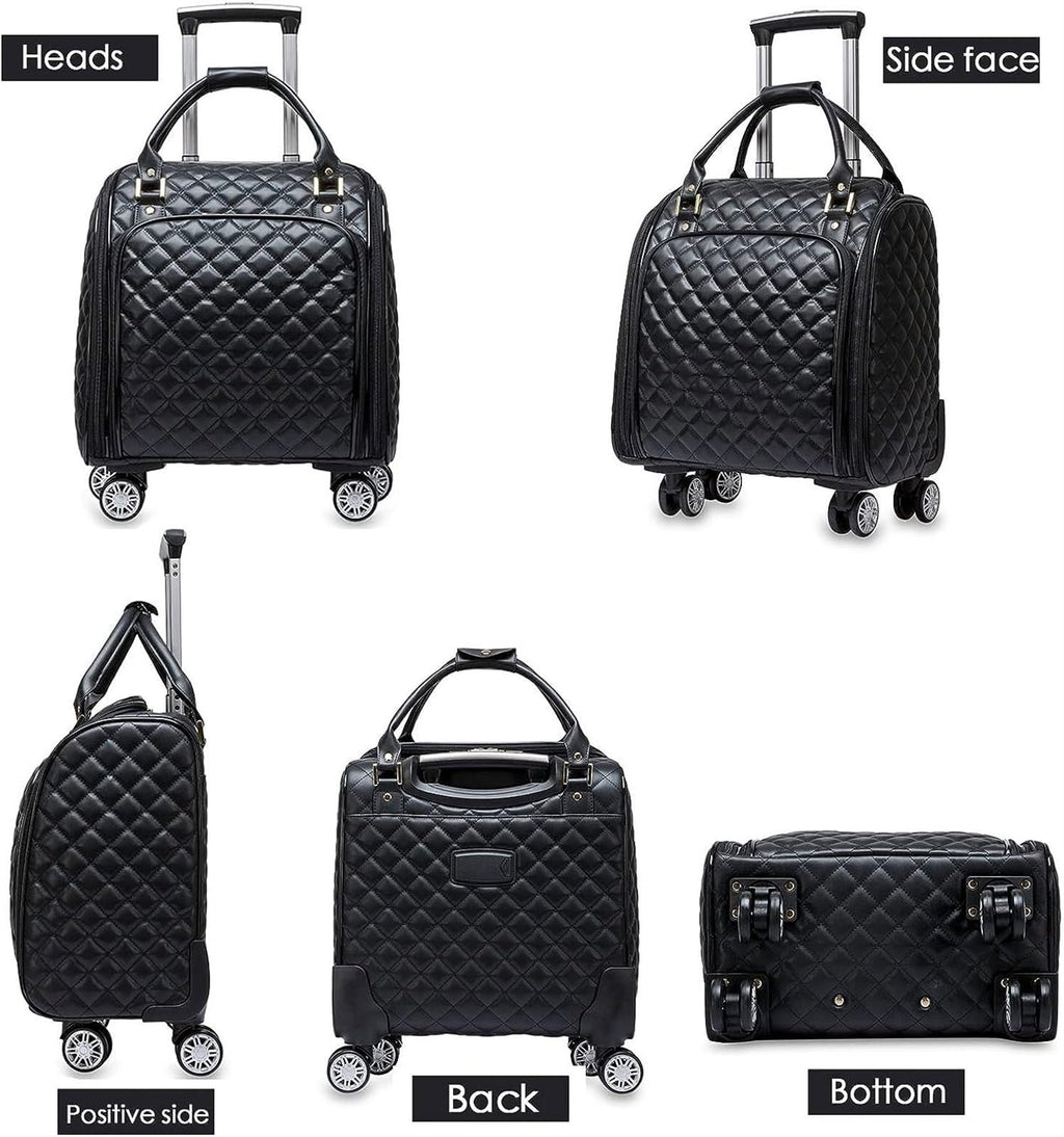 Black 18inch Softside Spinner Wheel Underseat Carry On Suitcase O971