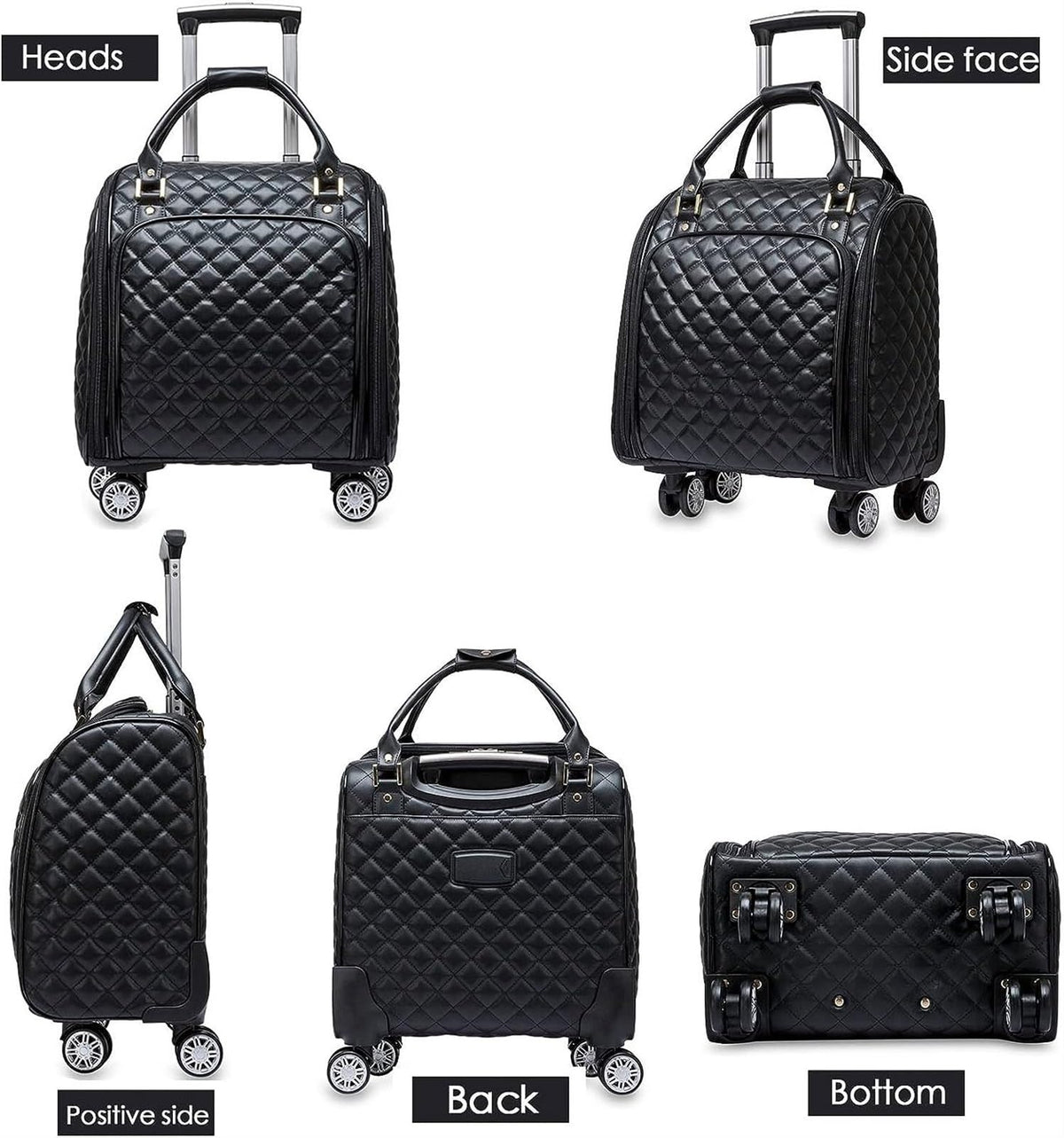 Black 18inch Softside Spinner Wheel Underseat Carry On Suitcase O971