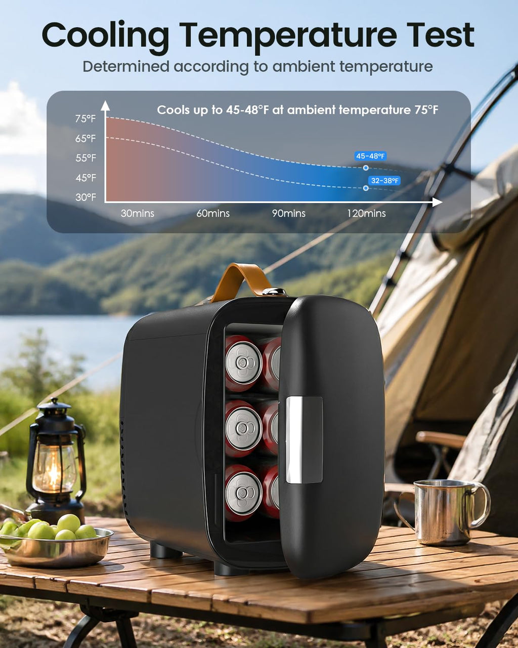 Portable Mini Fridge 4L 6 Can Black Z889