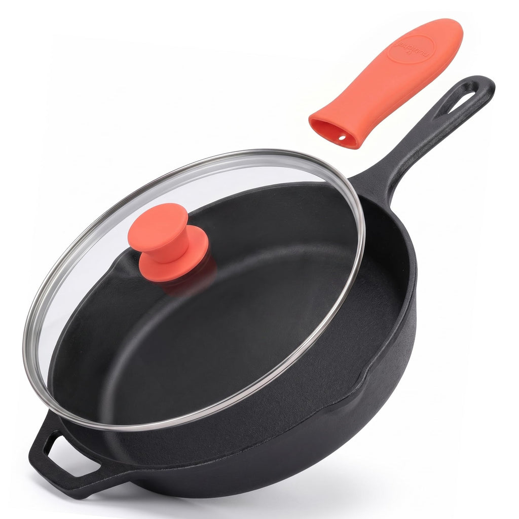 10 Inch Pre-Seasoned Cast Iron Skillet with Lid P36587