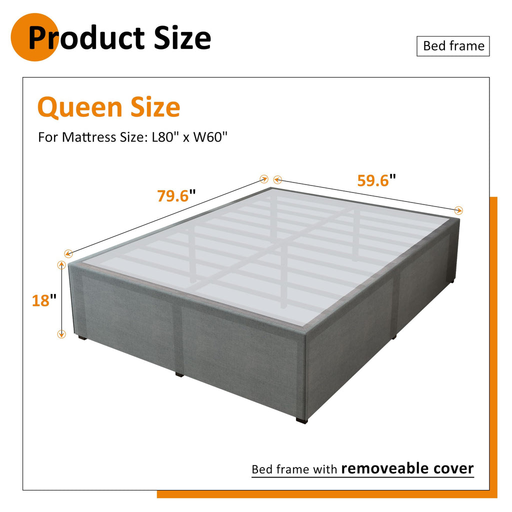 Queen Size 18 Inch Metal Bed Frame T9935