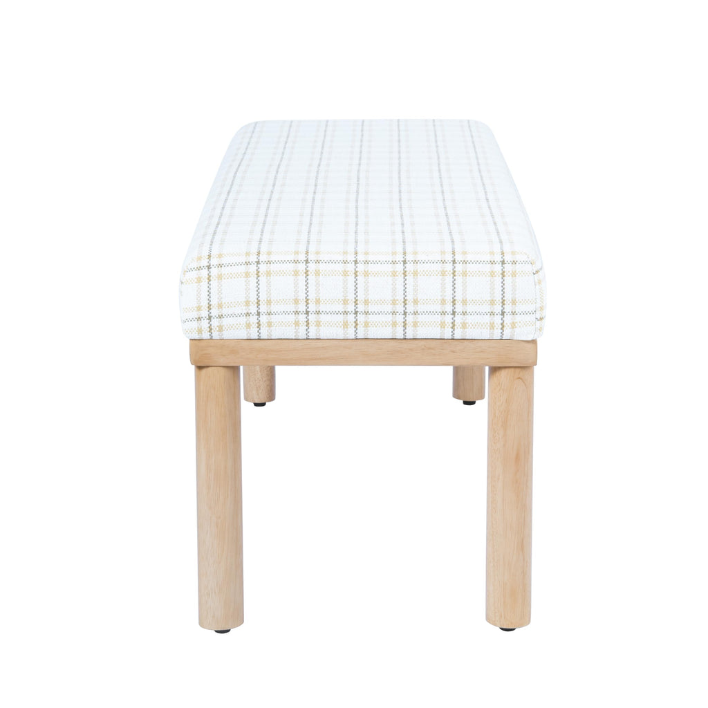Natural Plaid Woven Fabric Bench M42656