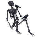 5.4Ft Posable Skeleton with Movable Joints and 2PC Black Feathered Crows I55895
