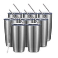 20oz Stainless Steel Insulated Tumbler with Lid and Straw 8 Pack Y955