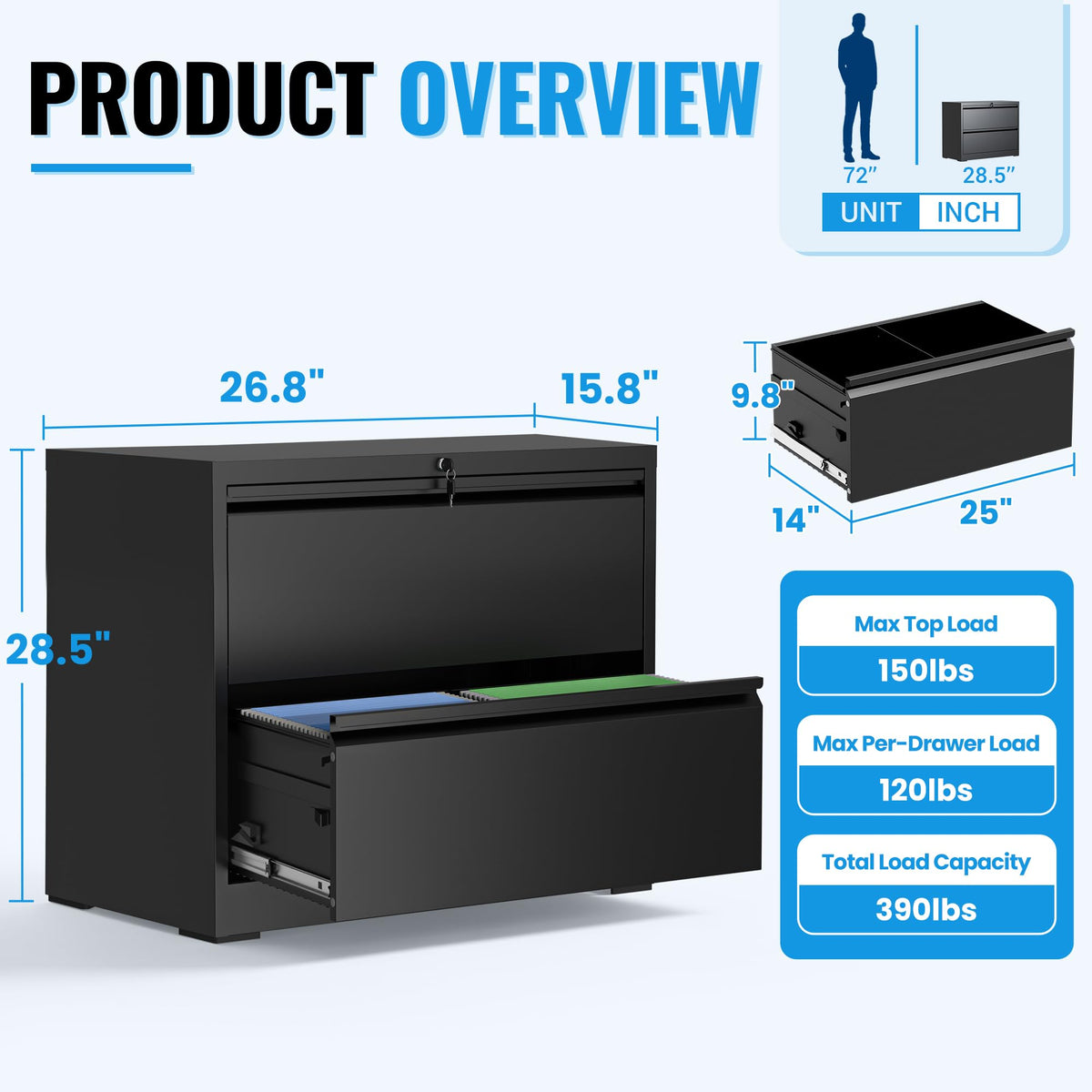 2 Drawer Metal File Cabinet with Lock F91706