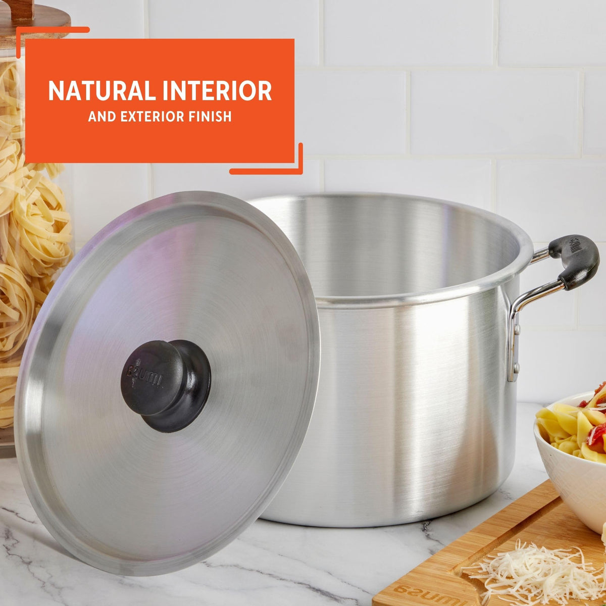 Silver 8 Quart Aluminum Stock Pot with Lid L28434