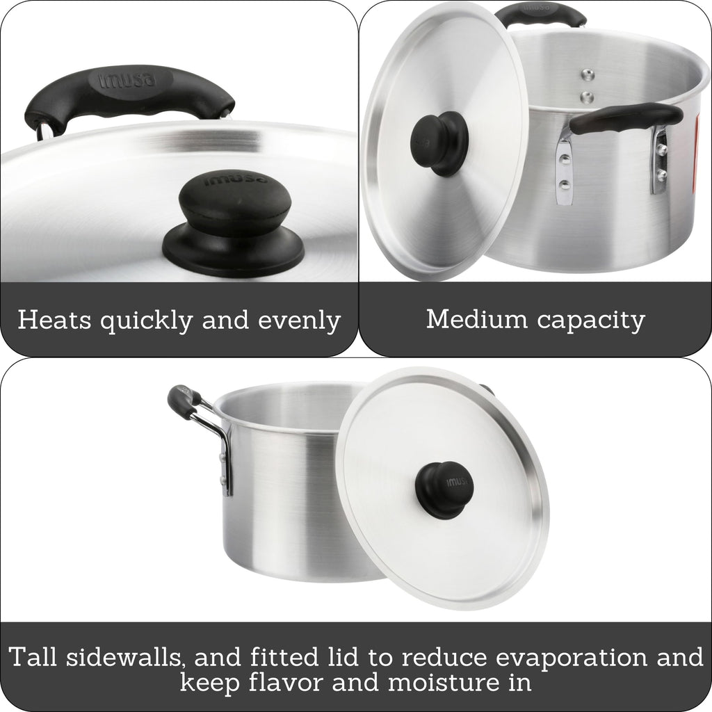Silver 8 Quart Aluminum Stock Pot with Lid L28434