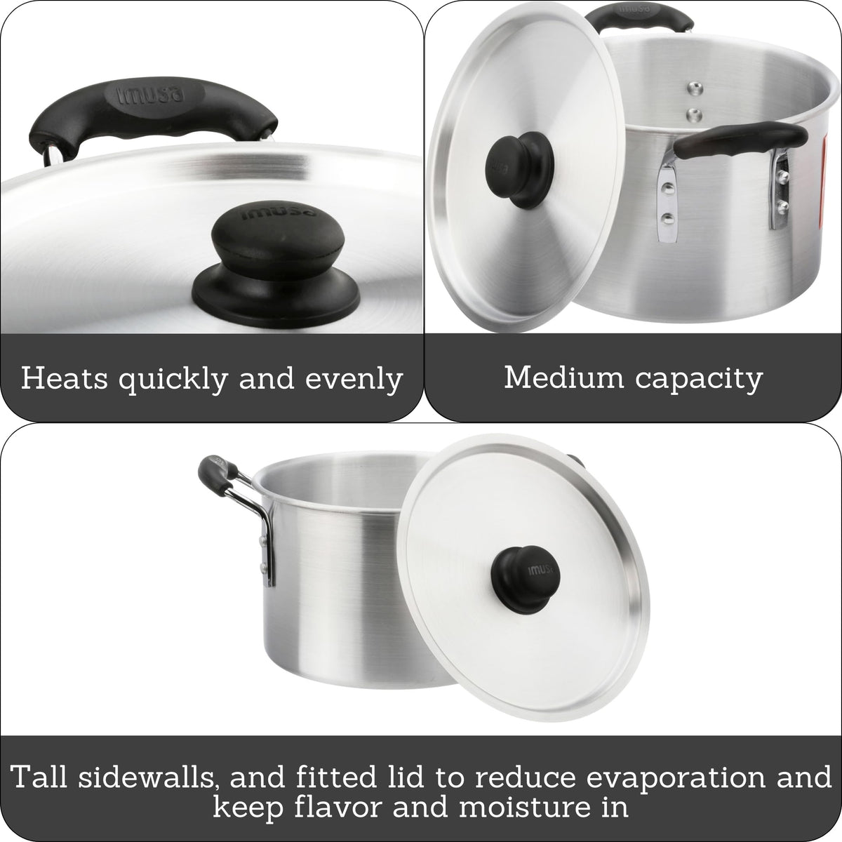 Silver 8 Quart Aluminum Stock Pot with Lid L28434