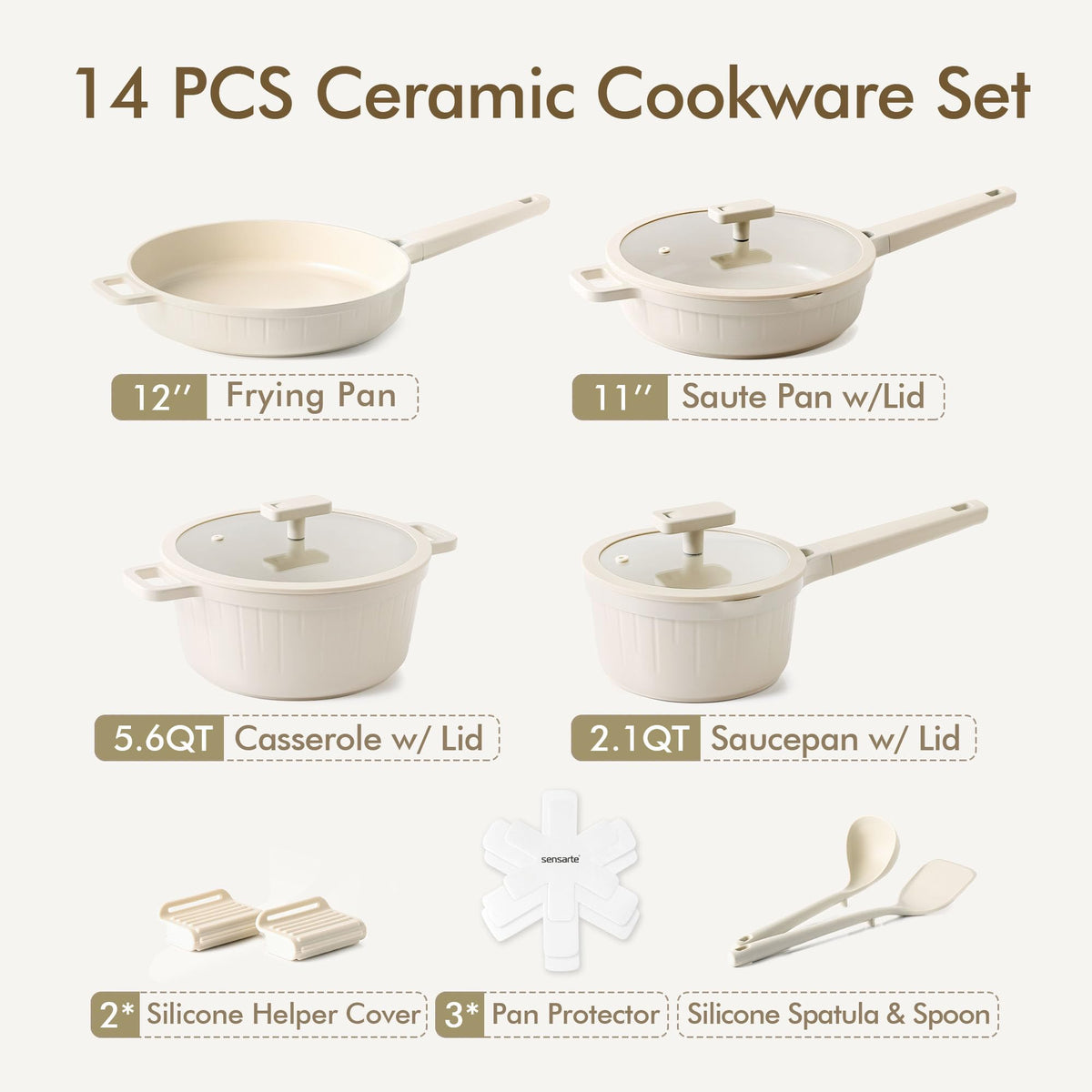 14 Pc Non Stick Ceramic Cookware Set K399734
