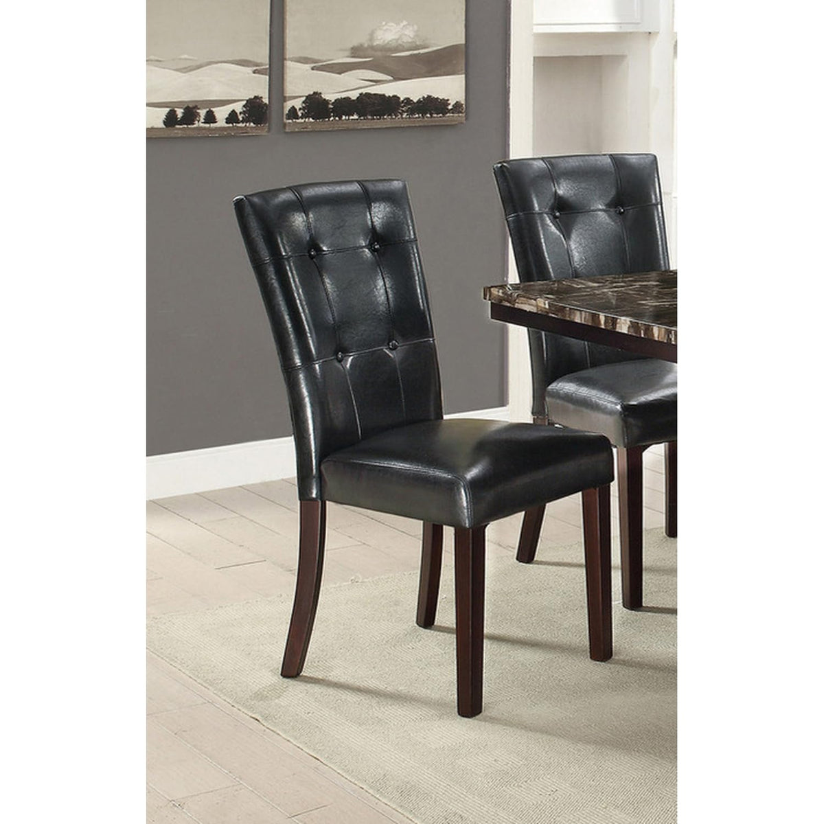 Black Faux Leather Set of 2 Dining Chairs W124798
