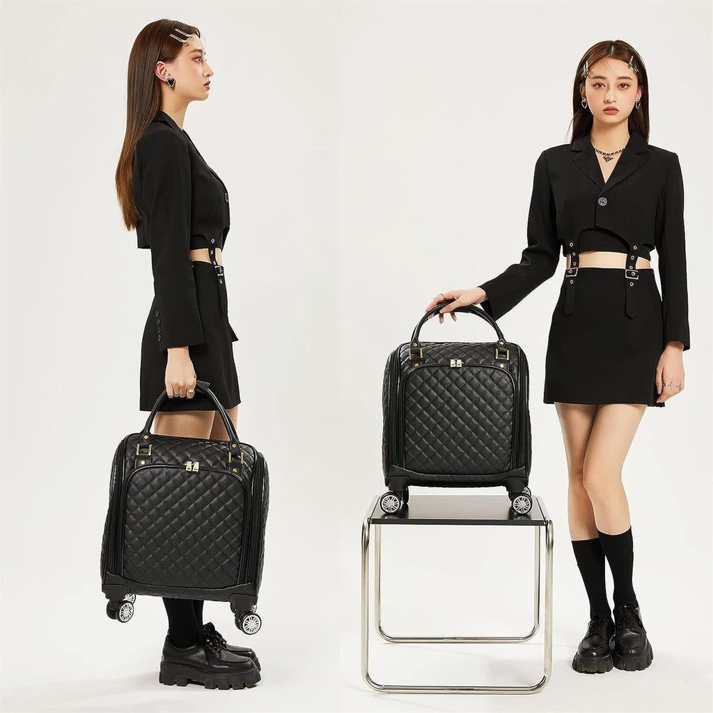 Black 18inch Softside Spinner Wheel Underseat Carry On Suitcase O971