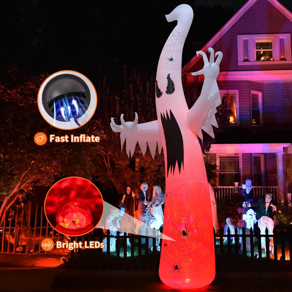12 FT Halloween Inflatable Ghost with Built-in LEDs K9111