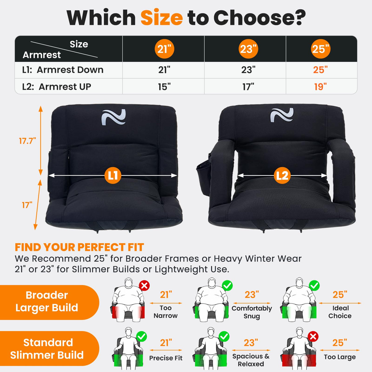 Extra Wide Padded Stadium Seats with Back Support B29613