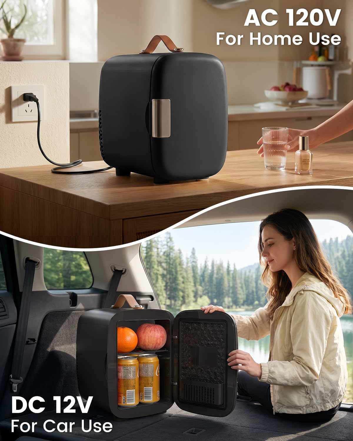 Portable Mini Fridge 4L 6 Can Black Z889