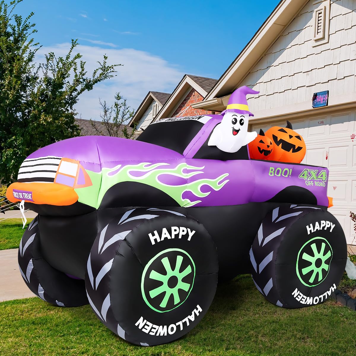 8 FT Halloween Inflatable Monster Truck with Built-in LEDs C4854