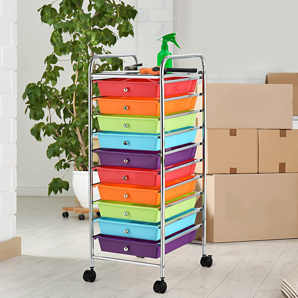 10 Drawer Rolling Cart with Lockable Wheels X48328