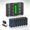 16 Pack AAA 1100mAh NiMH Batteries with 16 Bay LCD Battery Charger S20717