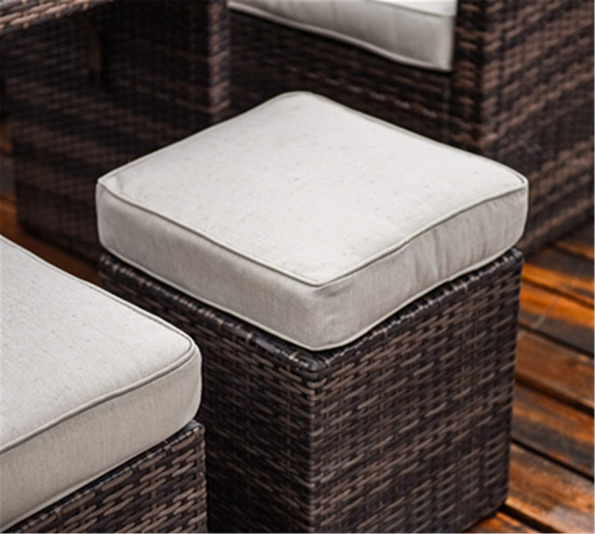 7 Pcs Rattan Wicker Sofa Set with Storage Box and Cushions W71939