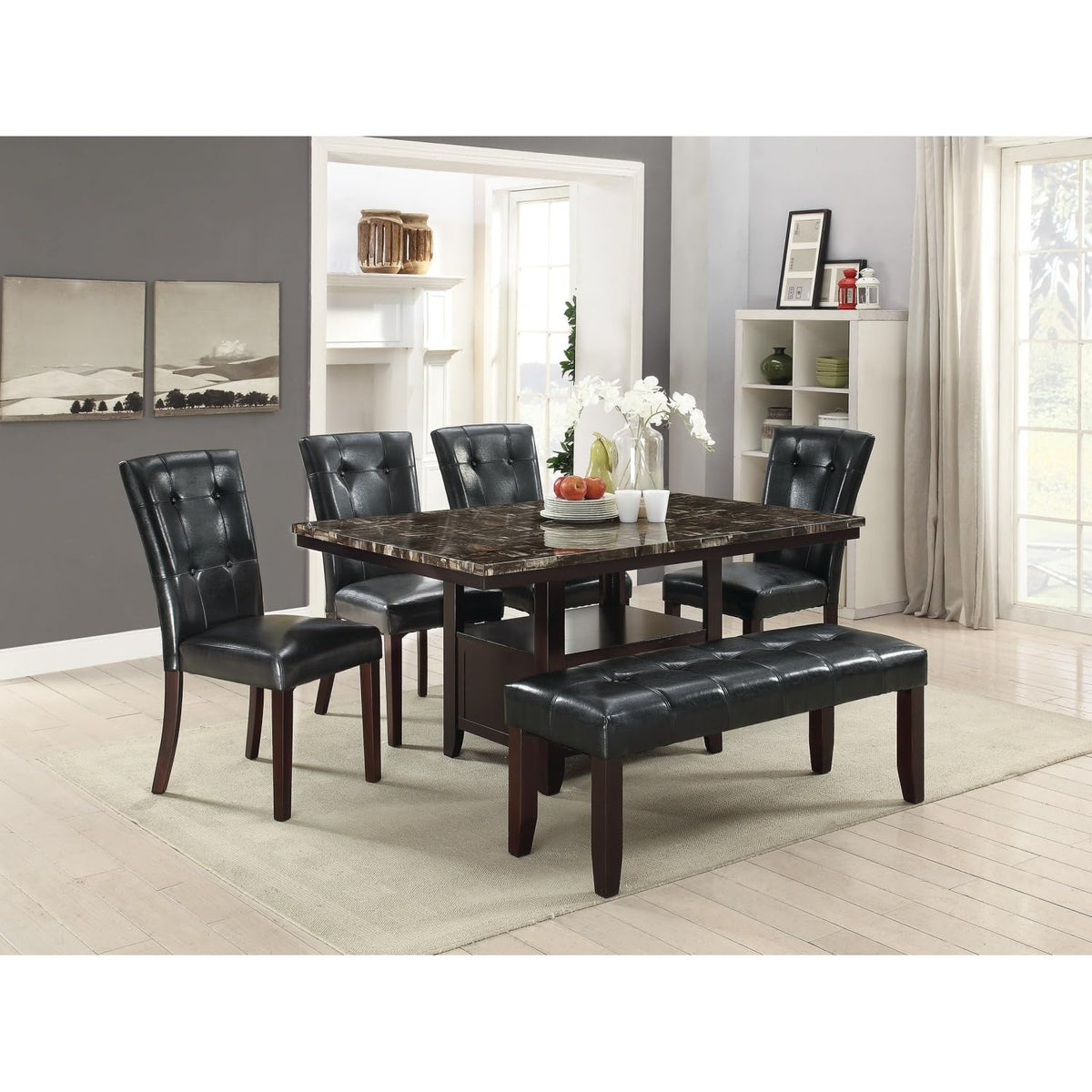 Black Faux Leather Set of 2 Dining Chairs W124798