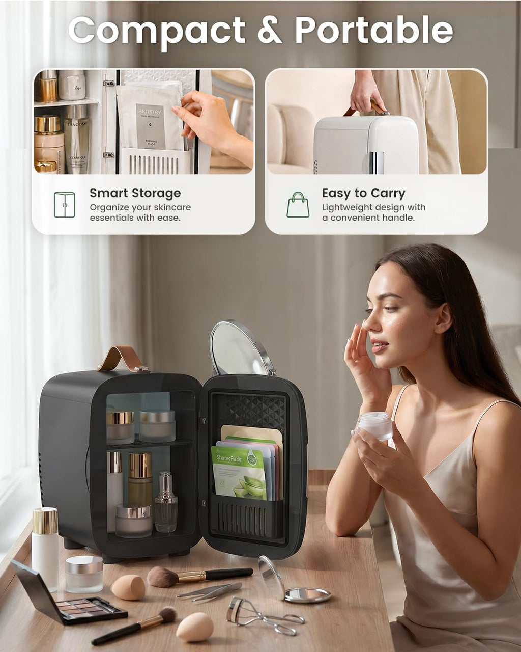 Portable Mini Fridge 4L 6 Can Black Z889