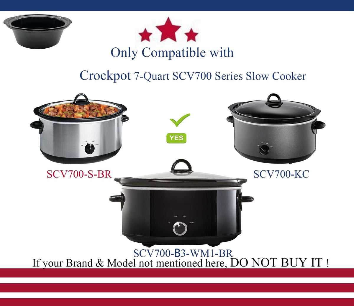 Ceramic Slow Cooker Pot Replacement 7 Quart F487