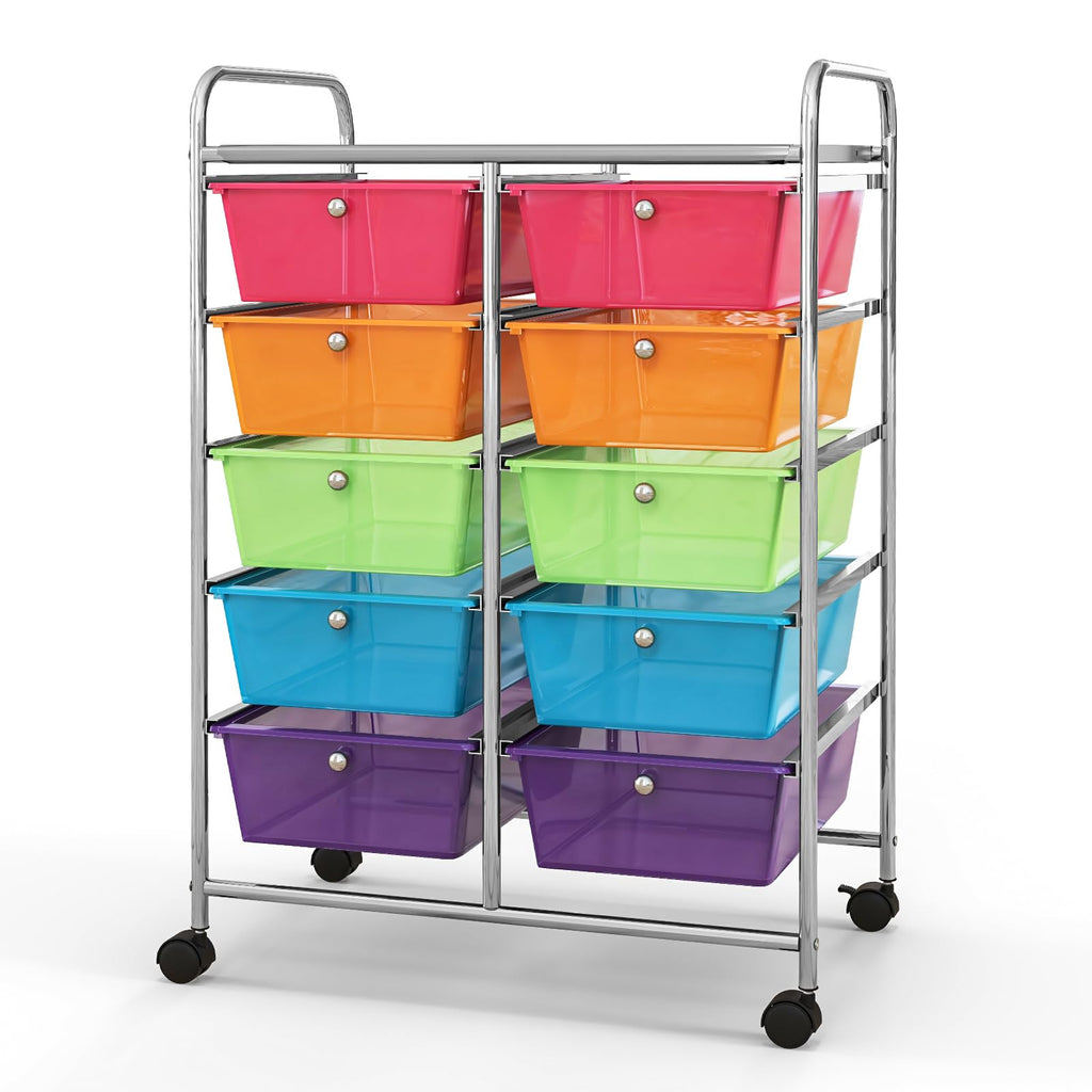 10 Drawer Rolling Storage Cart with Metal Frame E175