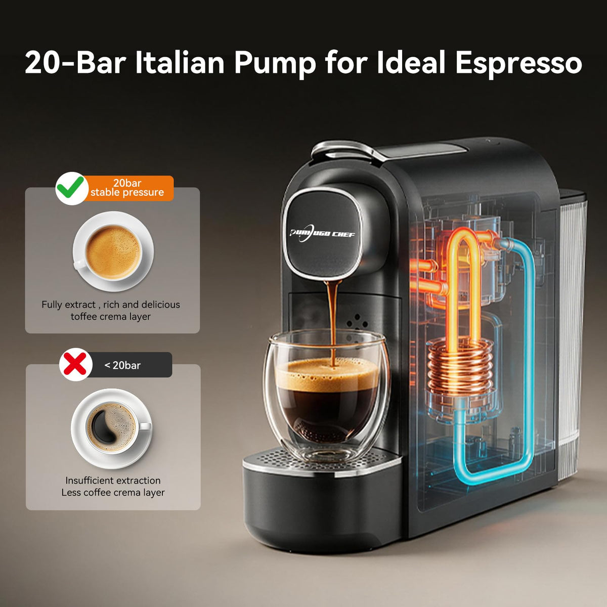Black Single Serve Espresso Coffee Machine with Removable Tank F648