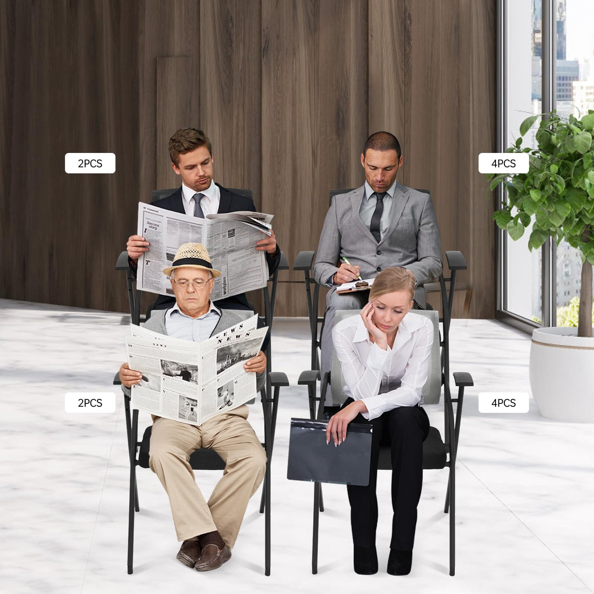 2 Pack Grey Mesh Office Chair with Arms F2431