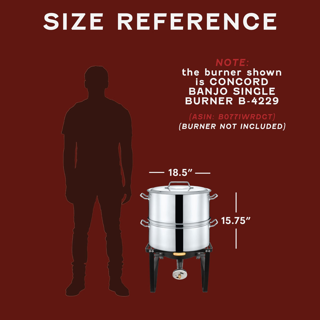 Extra Large Stainless Steel Stock Pot Steamer and Braiser Combo 40 QT K815