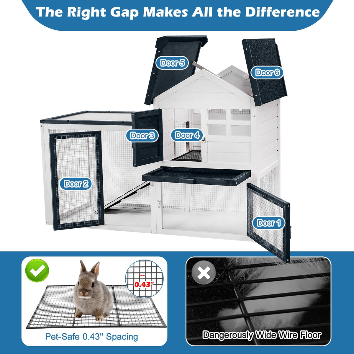 Indoor Outdoor Rabbit Cage with Weatherproof Roof Q1886