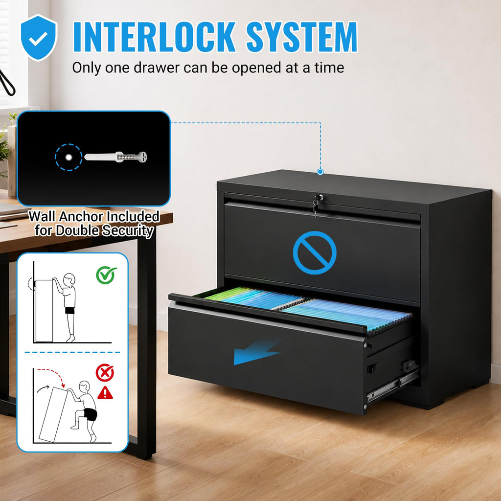 2 Drawer Metal File Cabinet with Lock F91706