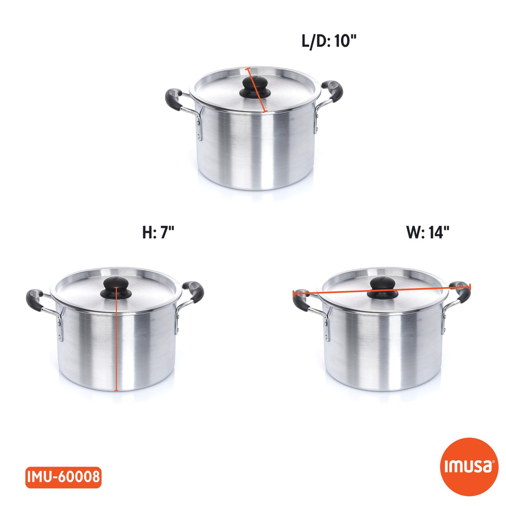 Silver 8 Quart Aluminum Stock Pot with Lid L28434